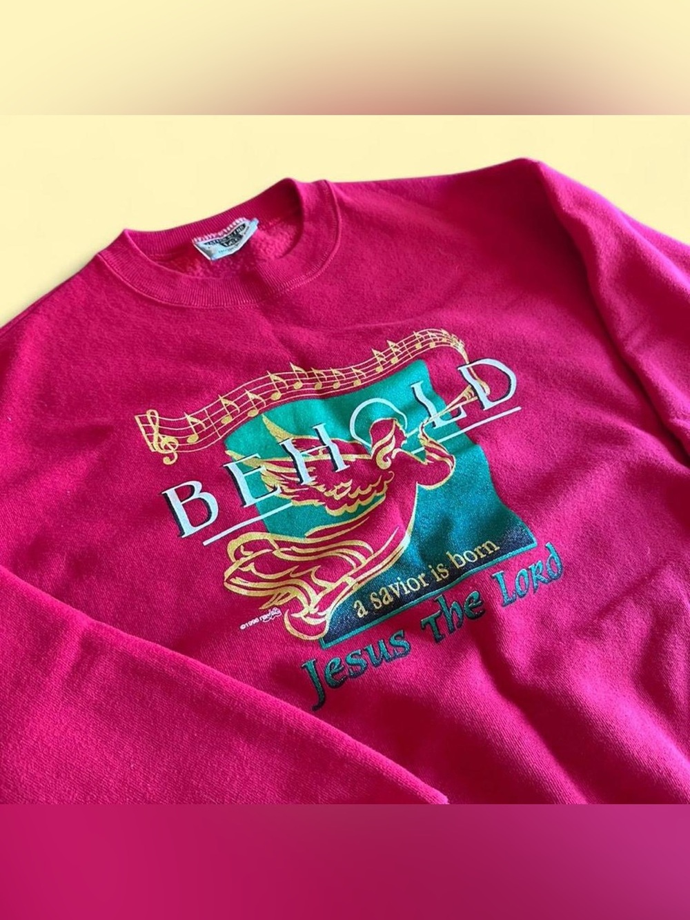 Vintage Lee Behold Jesus The Lord Sweatshirt Bright Red Men’s L Made In USA